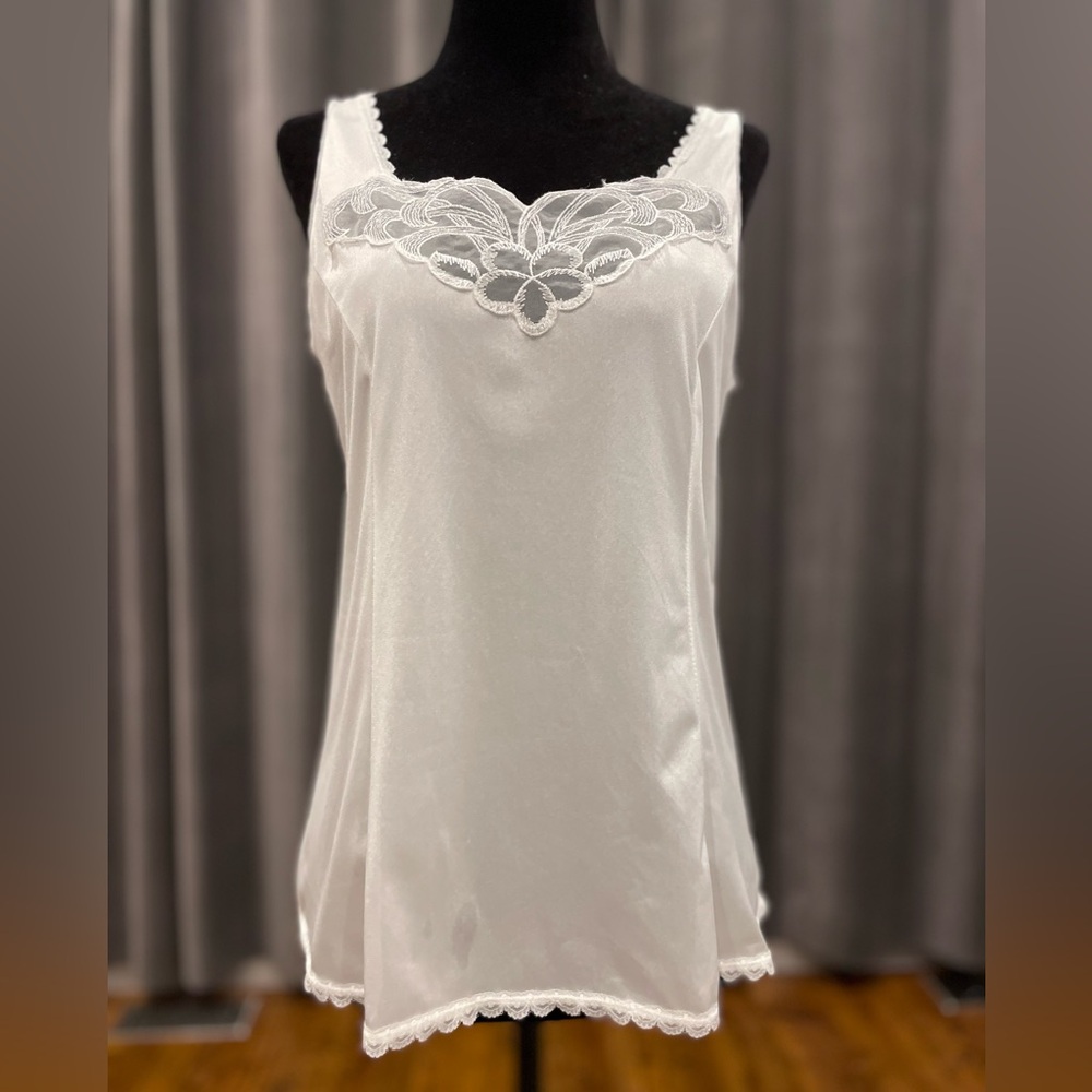 Vintage Pink Lady white nylon camisole